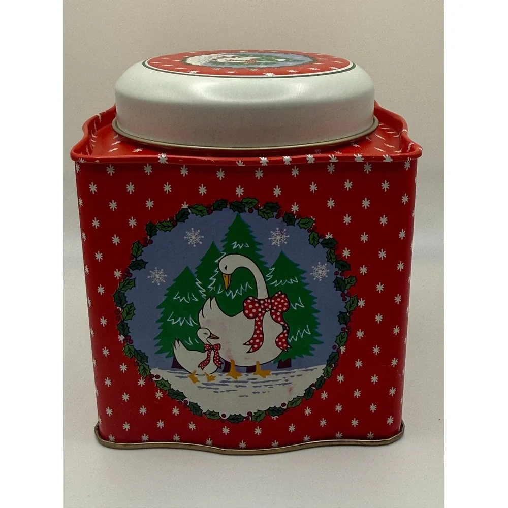 Christmas Goose Tin Red Snowflake Christmas Holiday Winter Decor Cottagecore